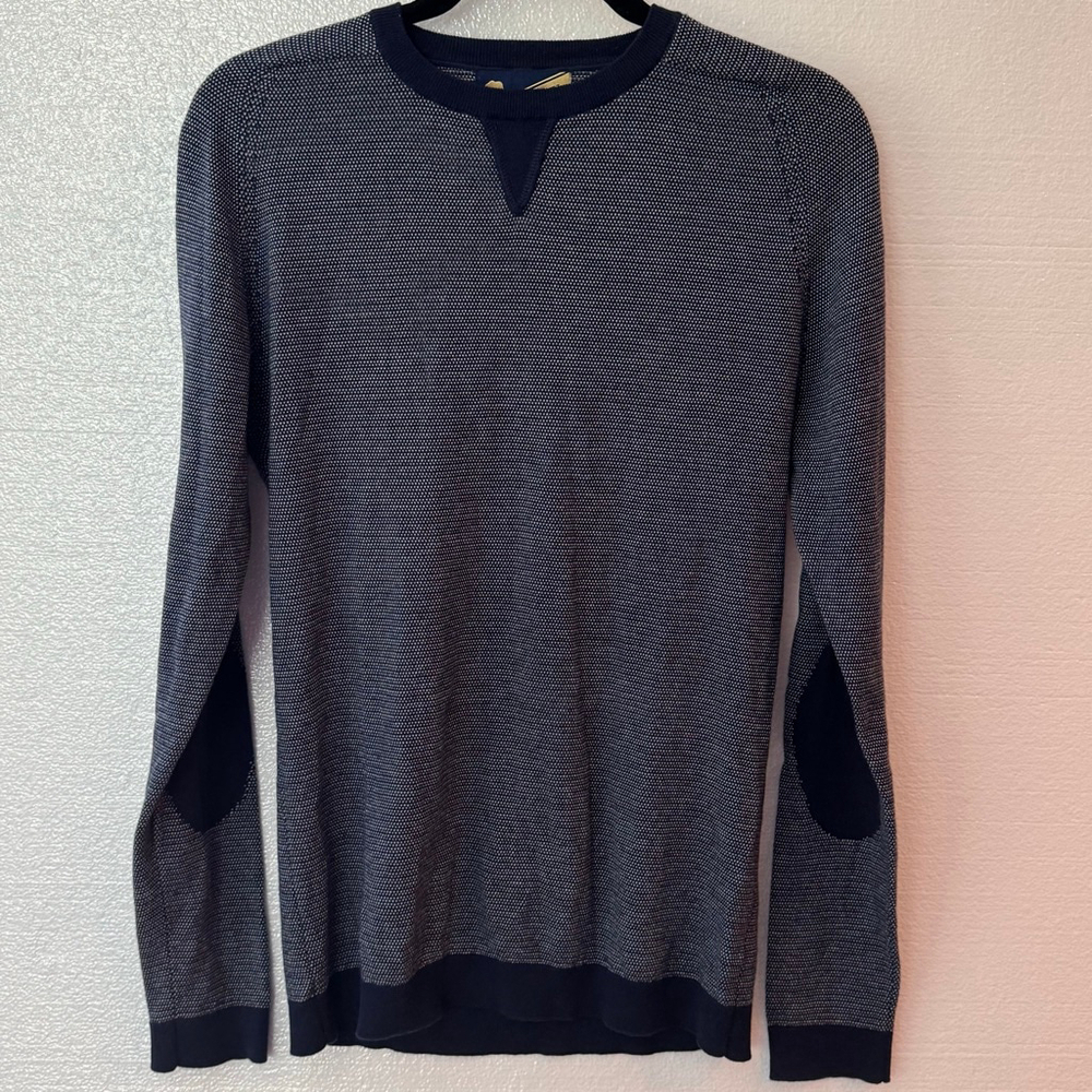Onward Reserve Reserve Label Navy White Cotton Cashmere Crewneck Sweater size M